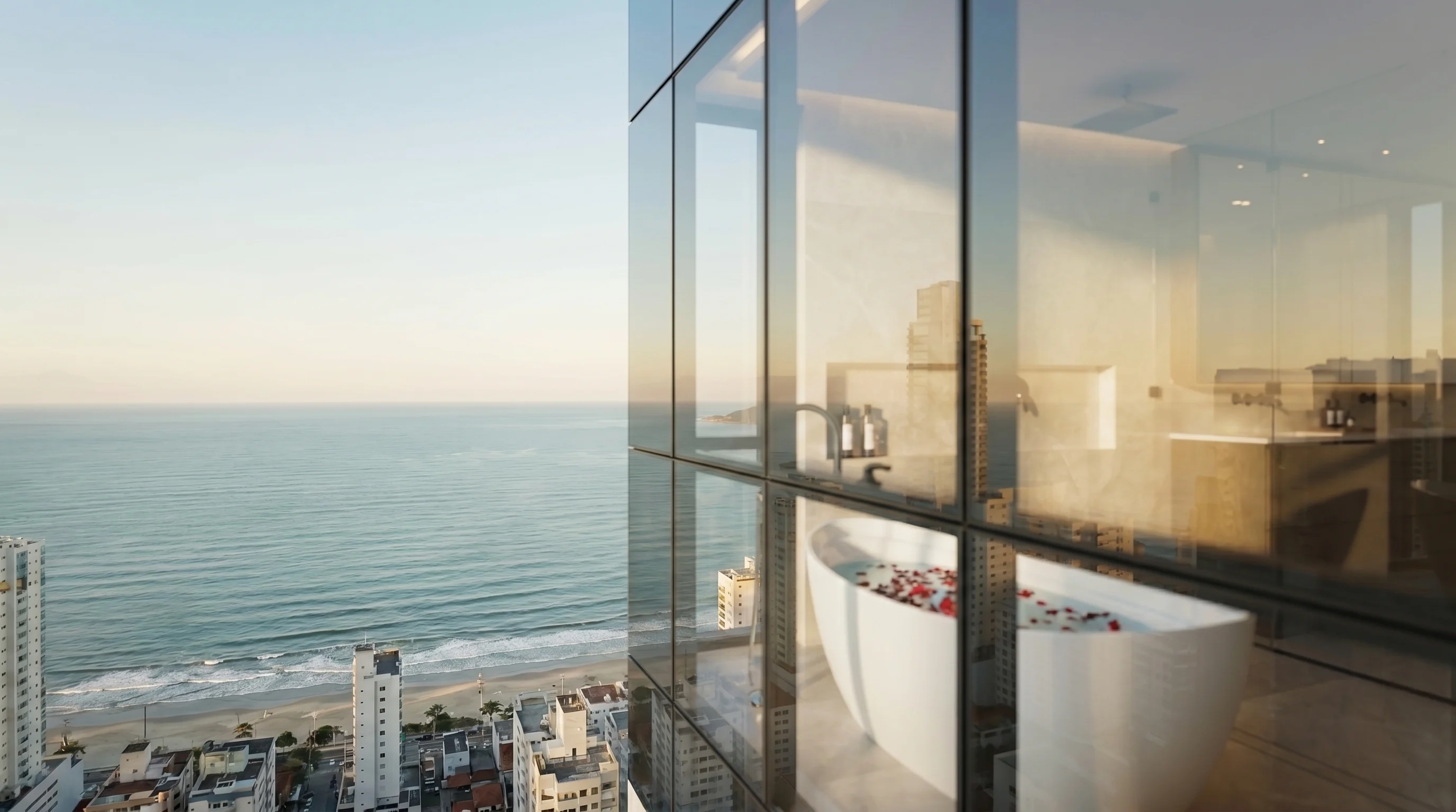 Banheiro da suíte com vista panorâmica